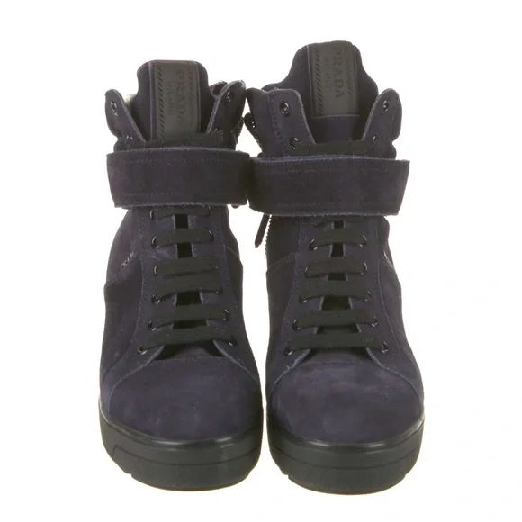 Prada | Shoes | Prada Leather Ankle Laceup Boots 65 | Poshmark display picture 1